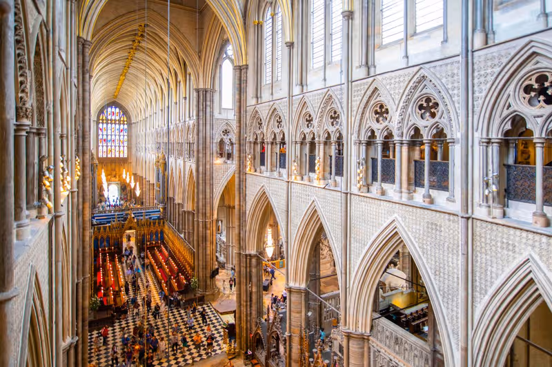 The historic Coronation Chair inside Westminster Abbey
